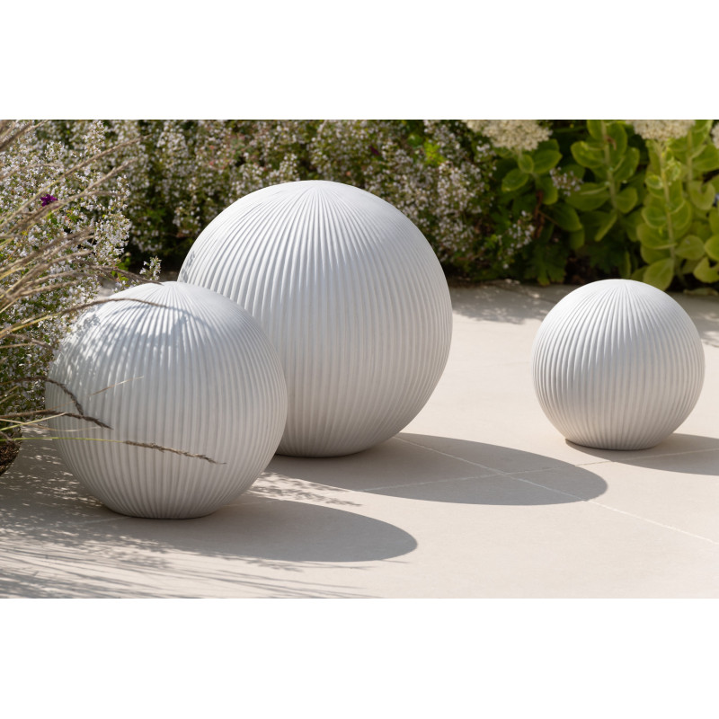 Grande Décoration de jardin Balle 39 cm en Argile Blanc Kiry - 2