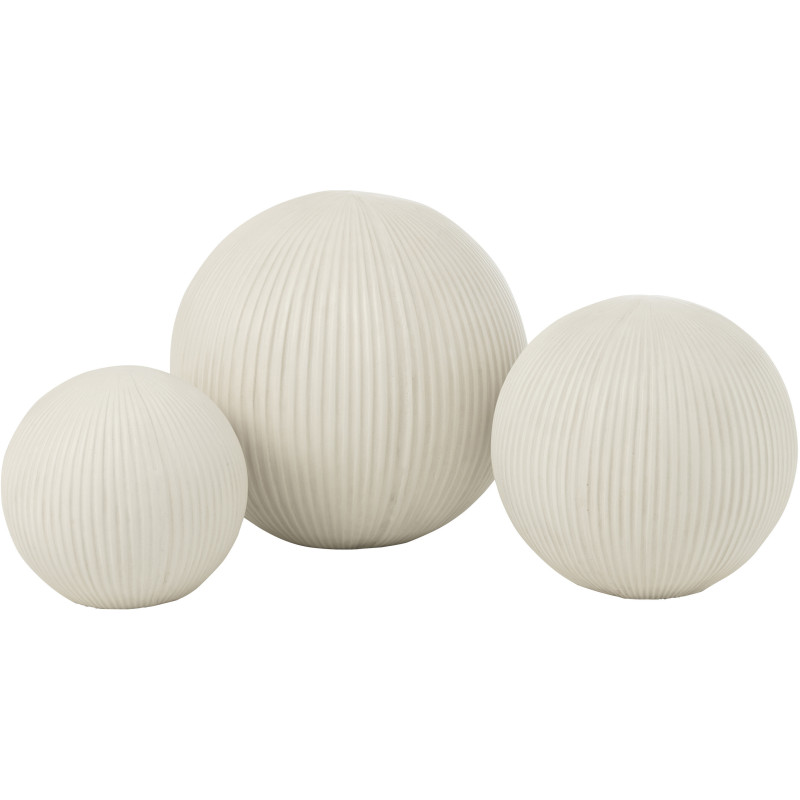 Grande Décoration de jardin Balle 39 cm en Argile Blanc Kiry - 3