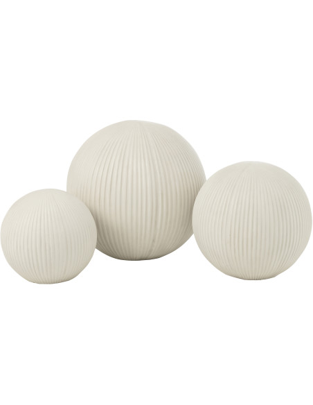 Grande Décoration de jardin Balle 39 cm en Argile Blanc Kiry - 3