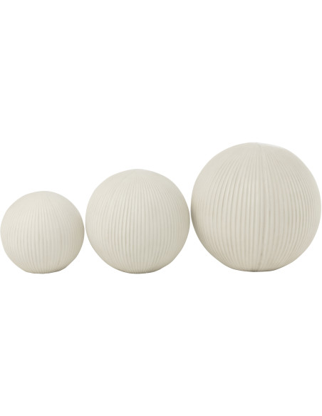 Grande Décoration de jardin Balle 39 cm en Argile Blanc Kiry - 4