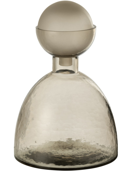 Petite Bouteille décorative moderne Hauteur 29 cm en Verre Gris greige Yoko - 1