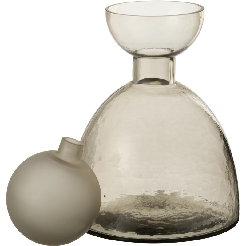 Petite Bouteille décorative moderne Hauteur 29 cm en Verre Gris greige Yoko - 2