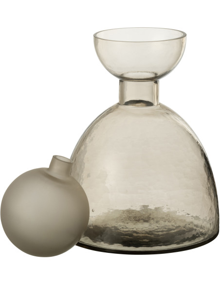 Petite Bouteille décorative moderne Hauteur 29 cm en Verre Gris greige Yoko - 2