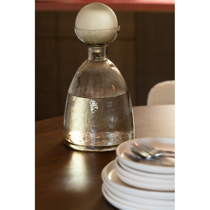 Petite Bouteille décorative moderne Hauteur 29 cm en Verre Gris greige Yoko - 3