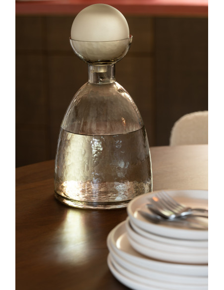 Petite Bouteille décorative moderne Hauteur 29 cm en Verre Gris greige Yoko - 3