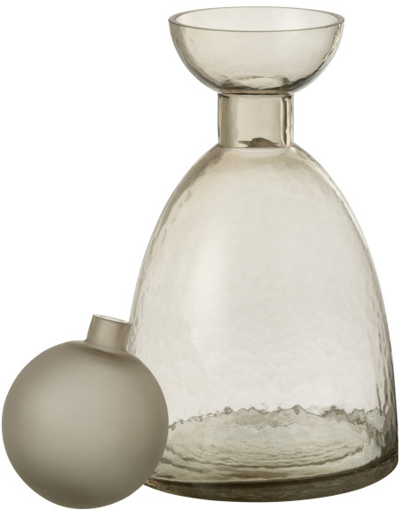 Bouteille décorative moderne Hauteur 34 cm en Verre Gris greige Yoko - 3