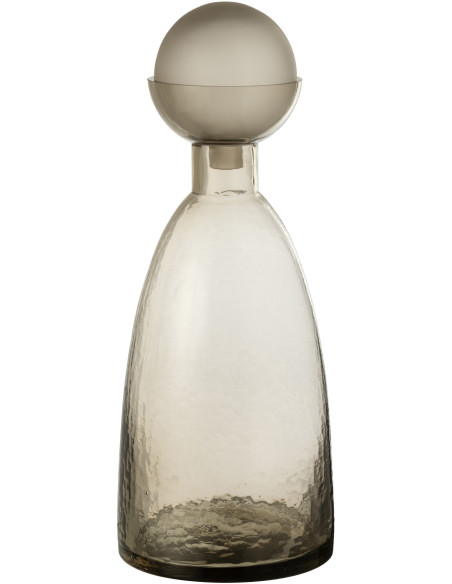 Grande Bouteille décorative moderne Hauteur 43 cm en Verre Gris greige Yoko - 1