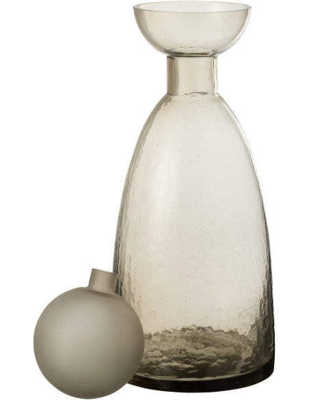 Grande Bouteille décorative moderne Hauteur 43 cm en Verre Gris greige Yoko - 2