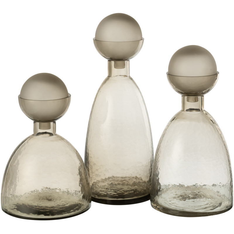 Grande Bouteille décorative moderne Hauteur 43 cm en Verre Gris greige Yoko - 3