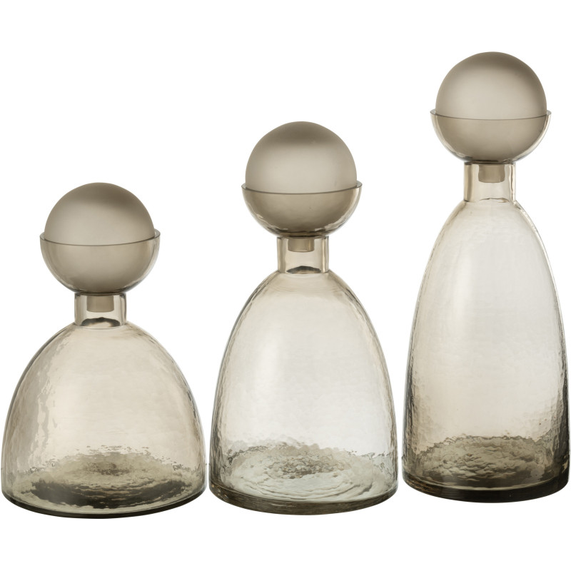 Grande Bouteille décorative moderne Hauteur 43 cm en Verre Gris greige Yoko - 4