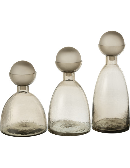 Grande Bouteille décorative moderne Hauteur 43 cm en Verre Gris greige Yoko - 4