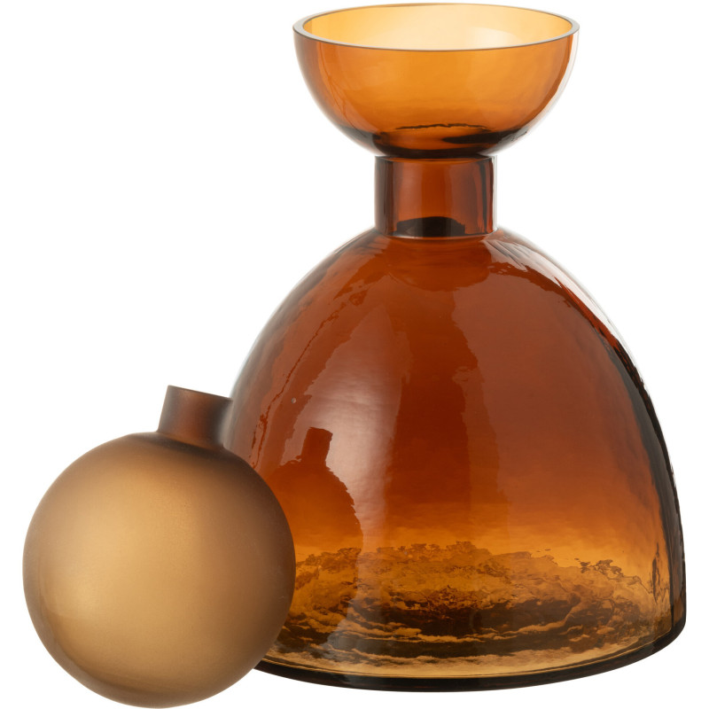 Petite Bouteille décorative moderne Hauteur 29 cm en Verre Marron ambré Yoko - 2