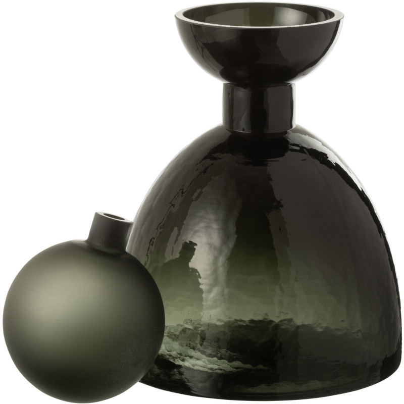 Petite Bouteille décorative moderne Hauteur 29 cm en Verre Vert foncé Yoko - 2