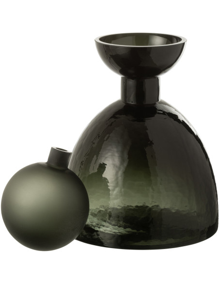 Petite Bouteille décorative moderne Hauteur 29 cm en Verre Vert foncé Yoko - 2