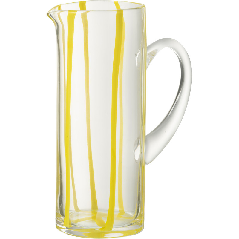 Grande Carafe moderne Hauteur 25 cm en Verre Transparent Jaune Motif rayures Ziya - 1