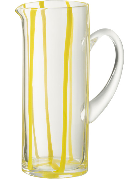 Grande Carafe moderne Hauteur 25 cm en Verre Transparent Jaune Motif rayures Ziya - 1