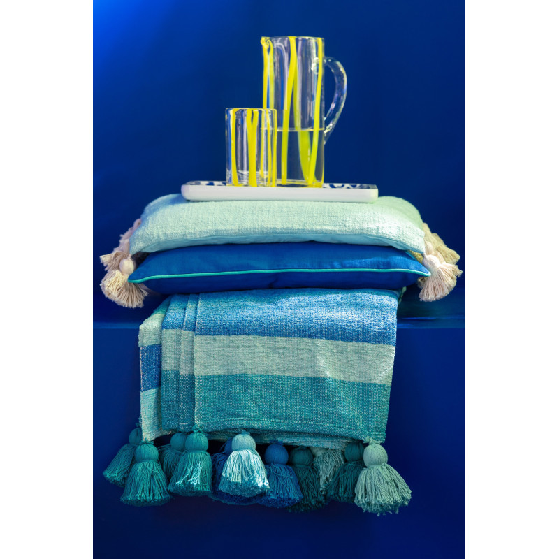 Grande Carafe moderne Hauteur 25 cm en Verre Transparent Jaune Motif rayures Ziya - 2
