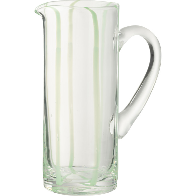 Grande Carafe moderne Hauteur 25 cm en Verre Transparent Vert Motif rayures Ziya - 1