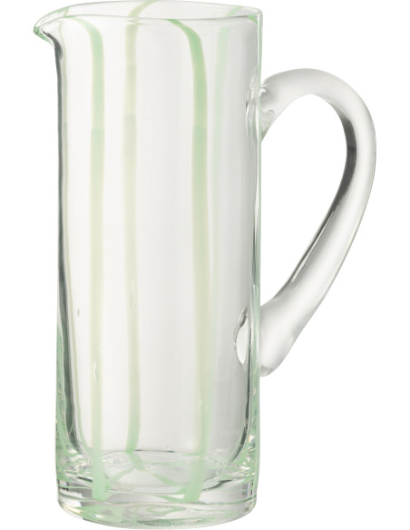 Grande Carafe moderne Hauteur 25 cm en Verre Transparent Vert Motif rayures Ziya - 1