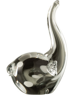 Statuette moderne Éléphant Hauteur 24 cm en Verre Transparent Noir Nely - 1