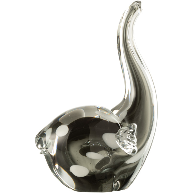 Statuette moderne Éléphant Hauteur 24 cm en Verre Transparent Noir Nely - 1