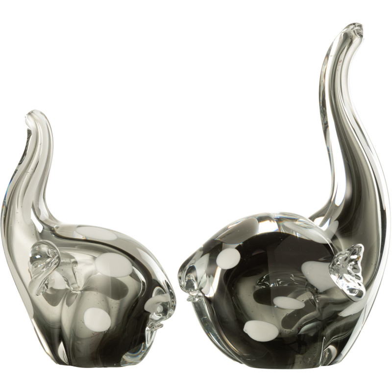 Statuette moderne Éléphant Hauteur 24 cm en Verre Transparent Noir Nely - 2