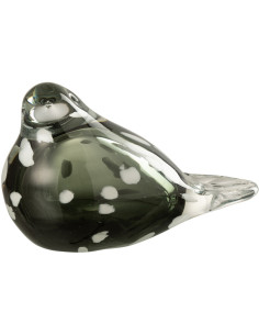 Statuette moderne Oiseau 13 cm en Verre Noir Blanc Joli - 1