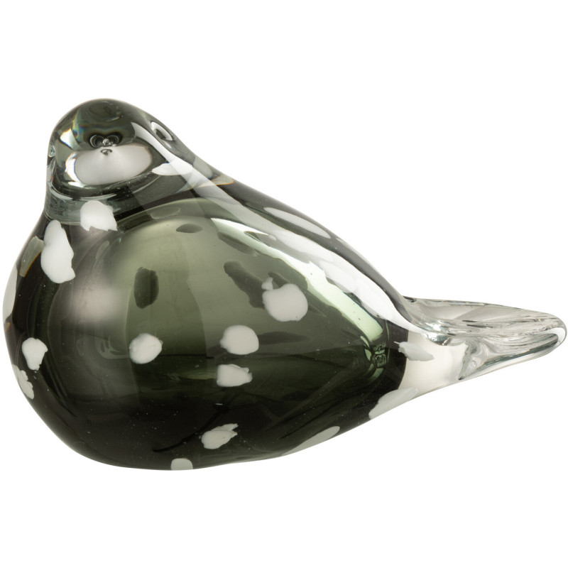Statuette moderne Oiseau 13 cm en Verre Noir Blanc Joli - 1