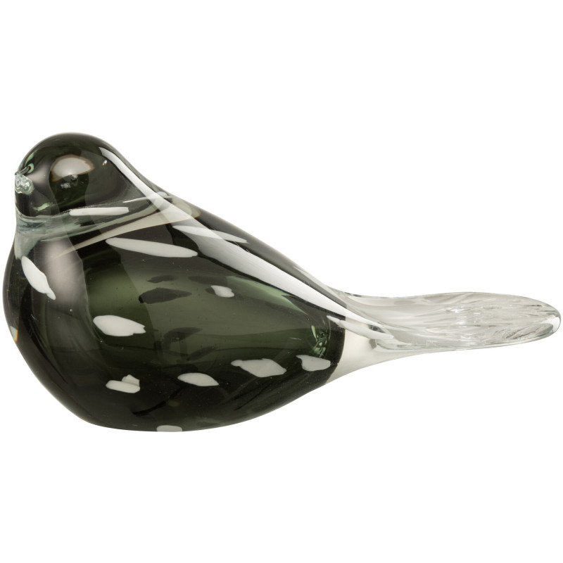 Statuette moderne Oiseau 21 cm en Verre Noir Blanc Joli - 1