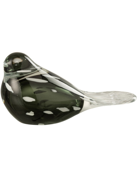 Statuette moderne Oiseau 21 cm en Verre Noir Blanc Joli - 1
