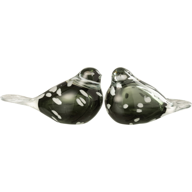 Statuette moderne Oiseau 21 cm en Verre Noir Blanc Joli - 2