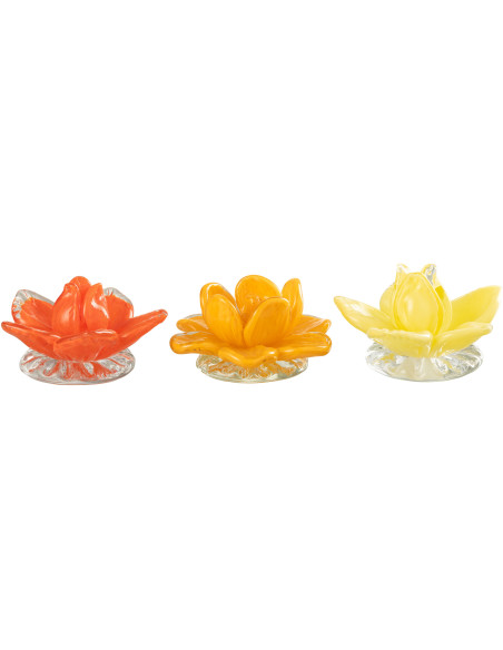 Fleurs déco mexicaines 12 cm en Verre Rouge Jaune Orange Firi (Lot de 3) - 1