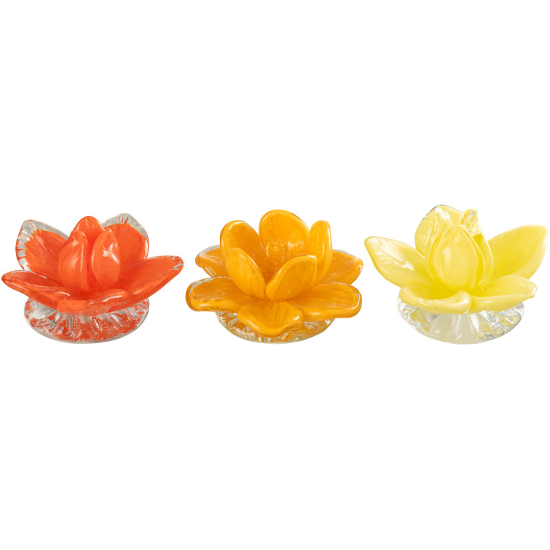 Fleurs déco mexicaines 12 cm en Verre Rouge Jaune Orange Firi (Lot de 3) - 3