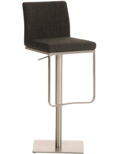 Tabouret de bar Avec dossier Nolan en Polyester Gris foncé Acier inoxydable Argenté Brossé mat - 1