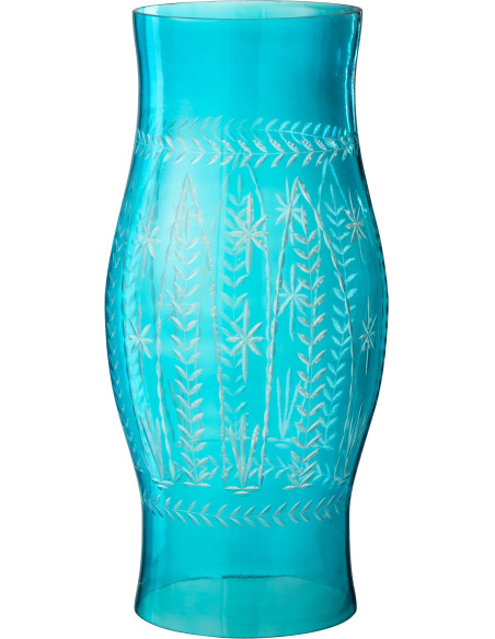 Grand Photophore original Hauteur 39 cm en Verre Bleu azur Tarifa - 1