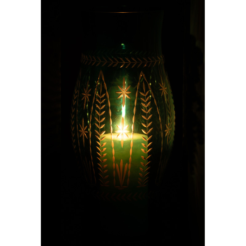 Grand Photophore original Hauteur 39 cm en Verre Bleu azur Tarifa - 4