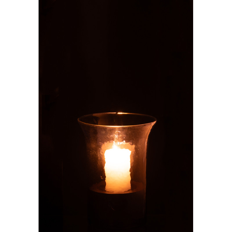 Photophore moderne cylindrique Hauteur 21 cm en Verre Bleu Métal Noir Tarifa - 3