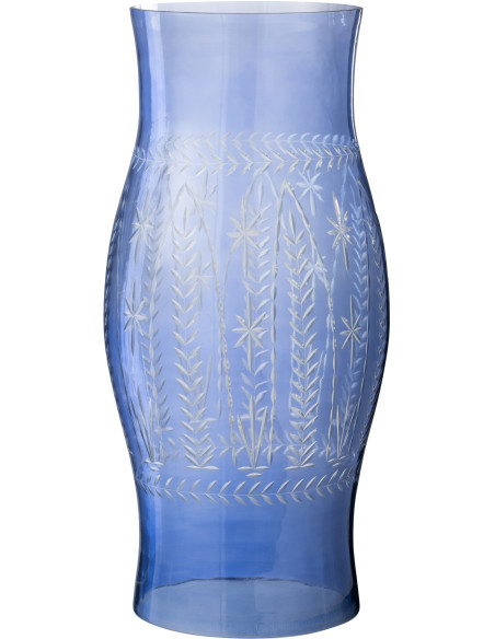 Grand Photophore original Hauteur 39 cm en Verre Bleu Tarifa - 1