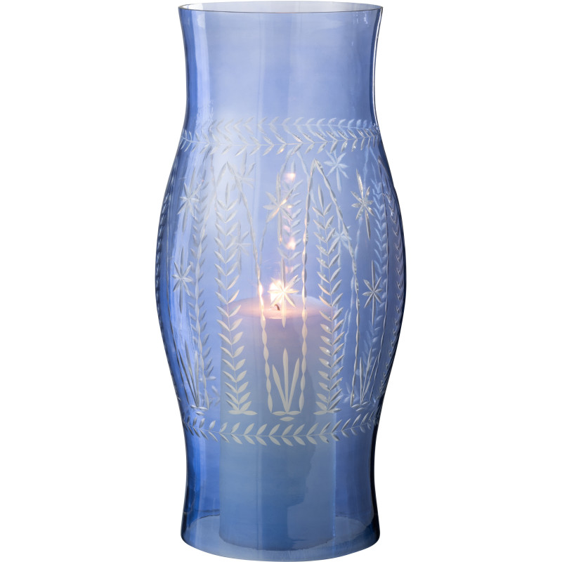 Grand Photophore original Hauteur 39 cm en Verre Bleu Tarifa - 2