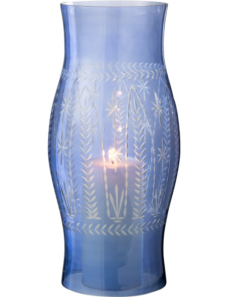 Grand Photophore original Hauteur 39 cm en Verre Bleu Tarifa - 2