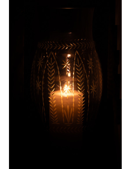 Grand Photophore original Hauteur 39 cm en Verre Bleu Tarifa - 3