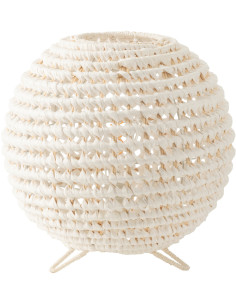 Lampe à poser originale Boule 35 cm en Rotin Blanc Torsadé Métal Zyka - 1