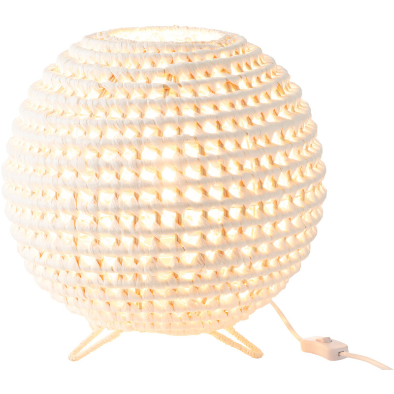 Lampe à poser originale Boule 35 cm en Rotin Blanc Torsadé Métal Zyka - 2
