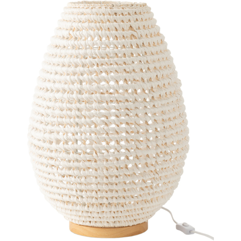 Grande Lampe à poser originale Hauteur 54 cm en Rotin Blanc Torsadé Métal Zyka - 1