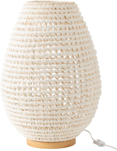 Grande Lampe à poser originale Hauteur 54 cm en Rotin Blanc Torsadé Métal Zyka - 1