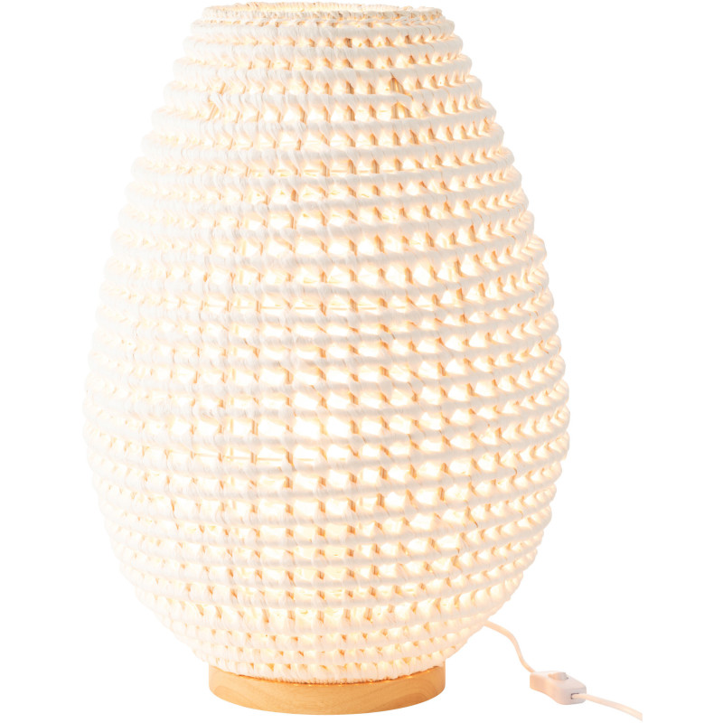 Grande Lampe à poser originale Hauteur 54 cm en Rotin Blanc Torsadé Métal Zyka - 2
