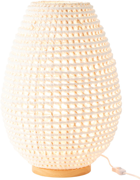 Grande Lampe à poser originale Hauteur 54 cm en Rotin Blanc Torsadé Métal Zyka - 2
