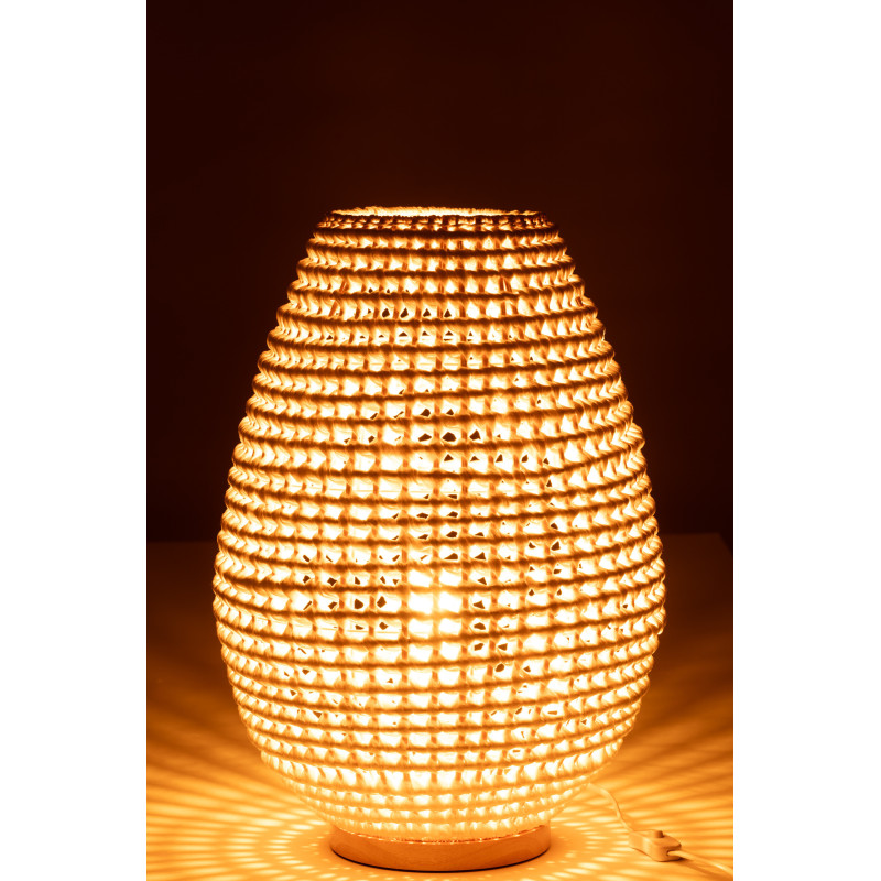 Grande Lampe à poser originale Hauteur 54 cm en Rotin Blanc Torsadé Métal Zyka - 3