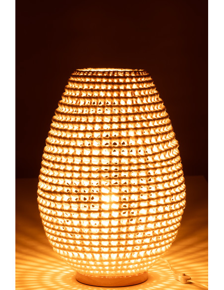 Grande Lampe à poser originale Hauteur 54 cm en Rotin Blanc Torsadé Métal Zyka - 3