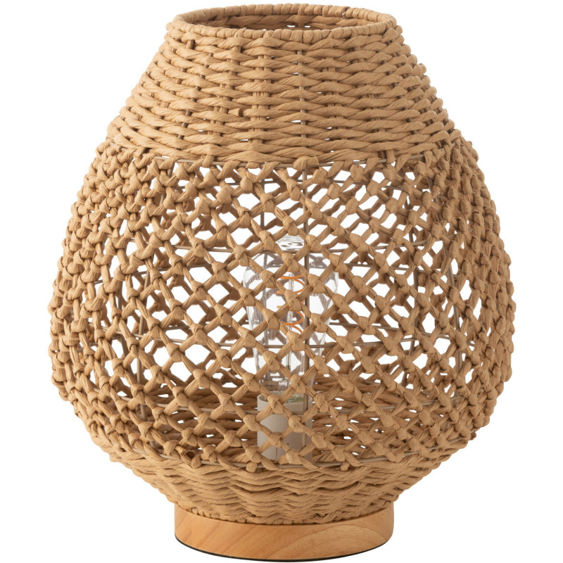 Lampe à poser bohème Hauteur 35 cm en Rotin Naturel Torsadé Métal Kazu - 1